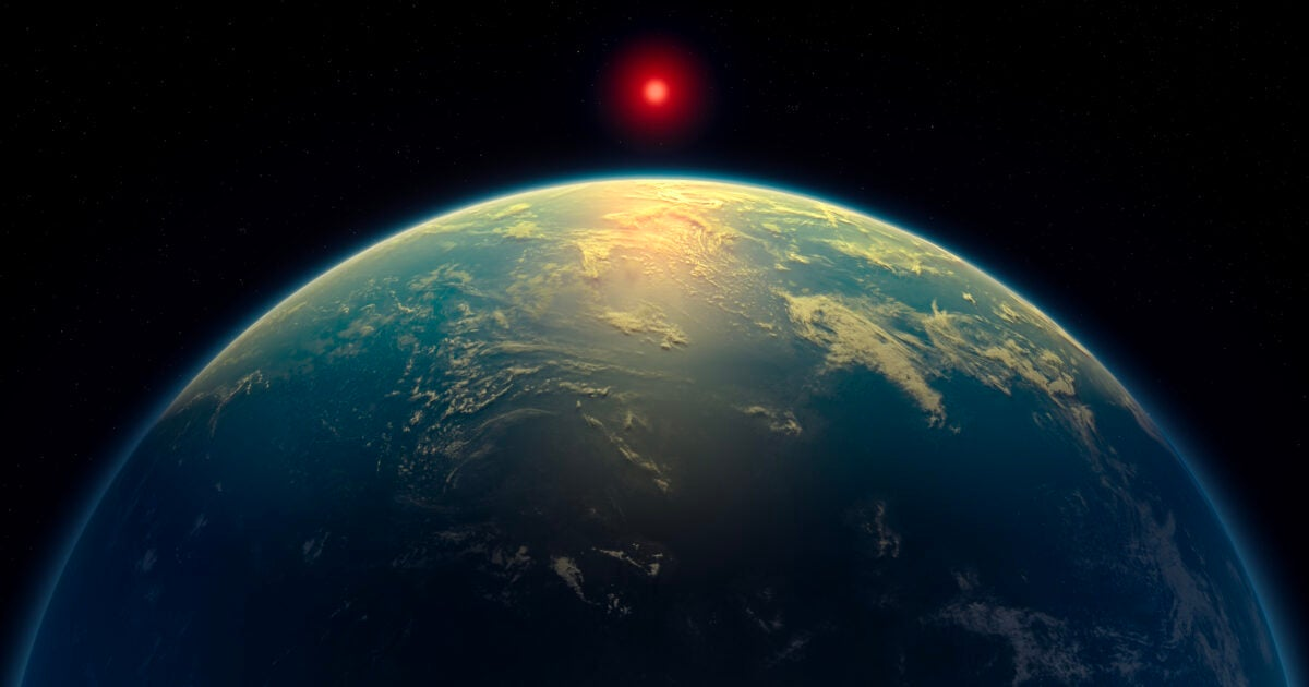 Hành tinh K2-18 b thuộc chòm sao Sư Tử, có khối lượng gấp 9 lần Trái Đất và đường kính lớn hơn 2,6 lần. (Ảnh: : A. Smith, N. Madhusudhan/University of Cambridge)