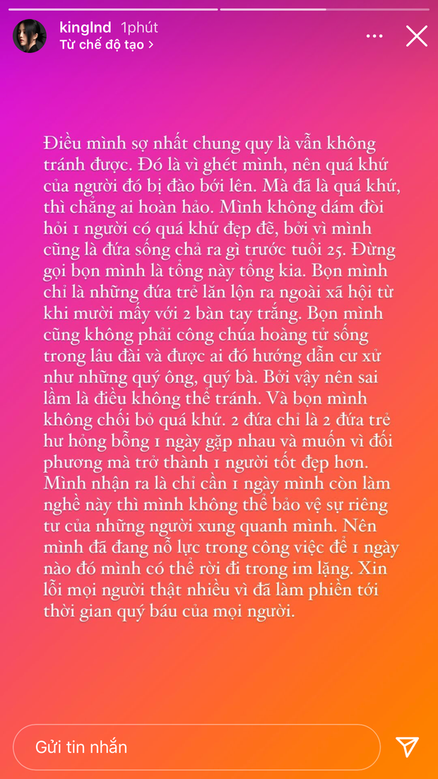 Sau khi lên tiếng về lùm xùm của bạn trai, Linh Ngọc Đàm đã lựa chọn im ắng một khoảng thời gian. Suốt thời gian qua, nữ streamer gần như không đăng tải thứ gì liên quan đến bản thân hay bạn trai trên MXH.