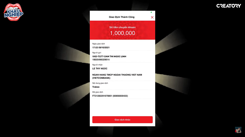 Hình phạt dành cho nữ streamer Linh Ngọc Đàm là chuyển 1 triệu đồng cho MisThy.