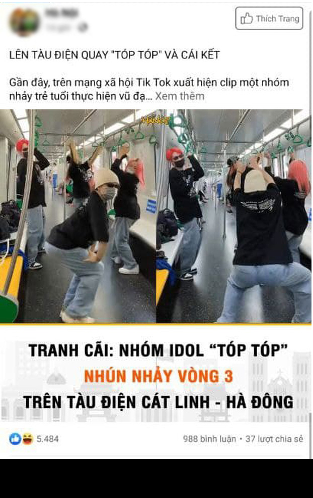 Mới đây, một nhóm bạn trẻ có 4 thành viên đã quay lại đoạn clip với những màn vũ đạo táo bạo ngay trên chuyến tàu Cát Linh - Hà Đông và đăng lên TikTok.