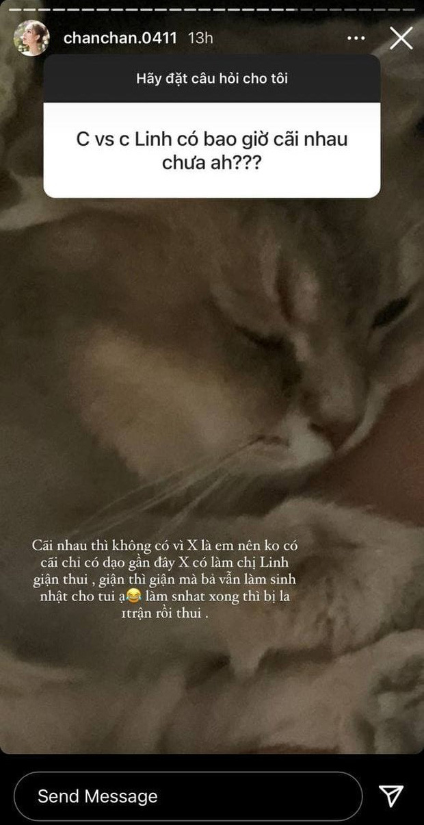 Trên trang Instagram cá nhân, khi được các fan hỏi về việc đã bao giờ cãi nhau với Linh Ngọc Đàm chưa? Xoài Non bất ngờ có lời chia sẻ.