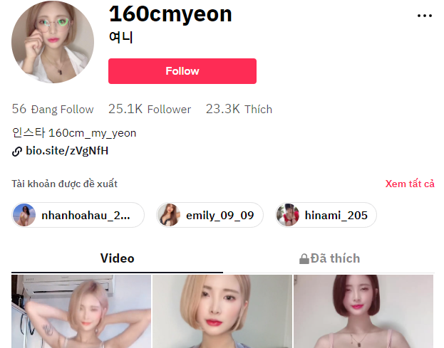 Bên cạnh đó, My-Yeon sở hữu kênh TikTok hơn 25.100 người follow.