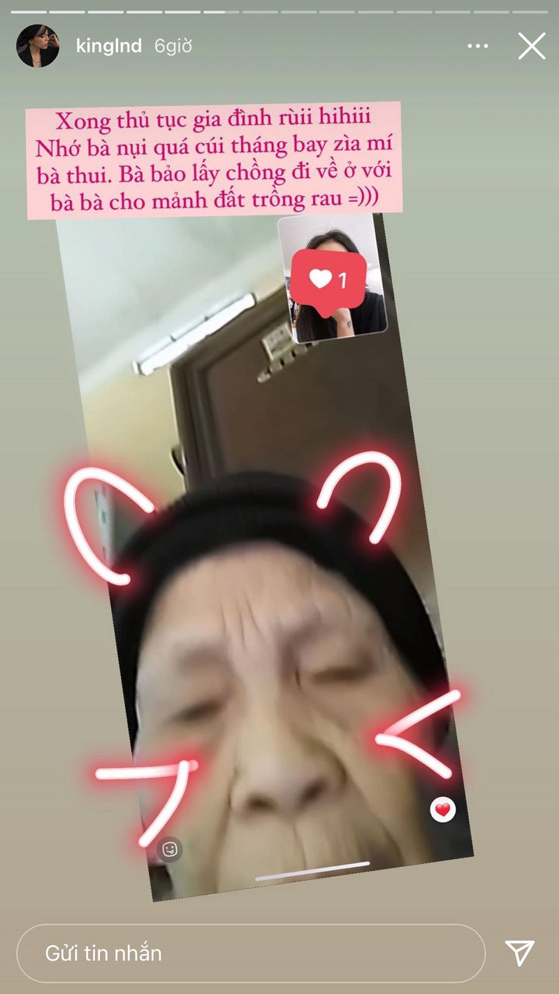 Linh Ngọc Đàm chia sẻ bức ảnh gọi điện thoại chúc mừng ngày 20/10 bà nội.