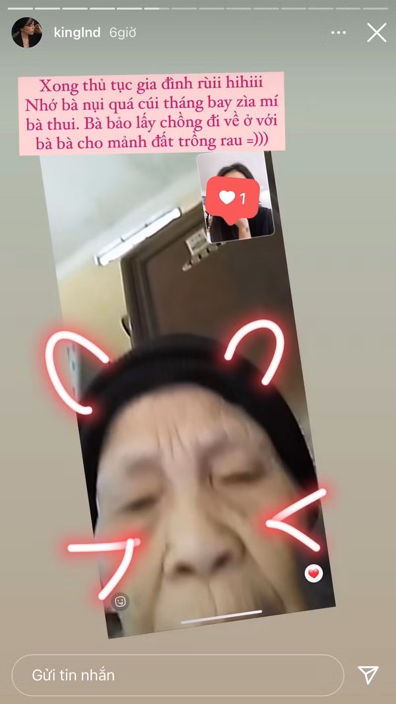 Linh Ngọc Đàm chia sẻ bức ảnh gọi điện thoại chúc mừng ngày 20/10 bà nội.