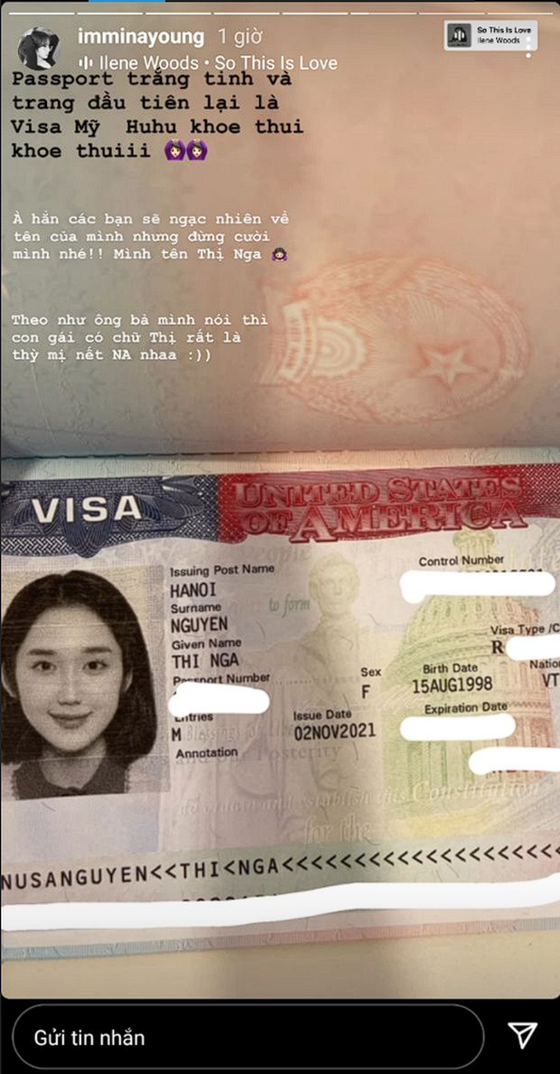 Mới đây, trên trang Instagram cá nhân, streamer Mina Young đã tự hào chia sẻ hình ảnh hộ chiếu của mình cùng với tên thật Nguyễn Thị Nga.