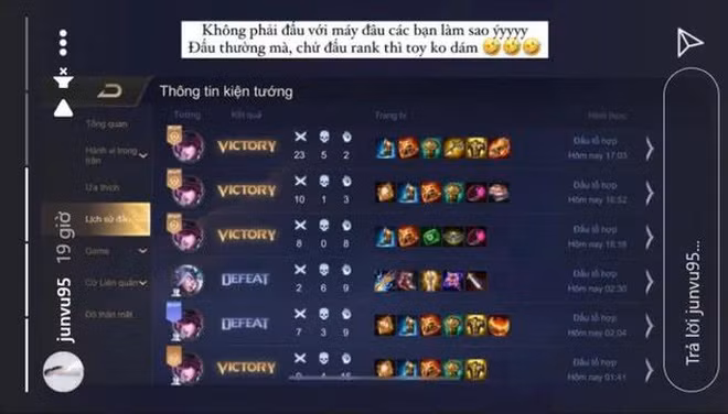 Jun Vũ cũng từng chinh chiến qua nhiều tựa game khác nhau như Dota 2, Liên Quân Mobile hay Play Together cùng bạn bè và người thân.