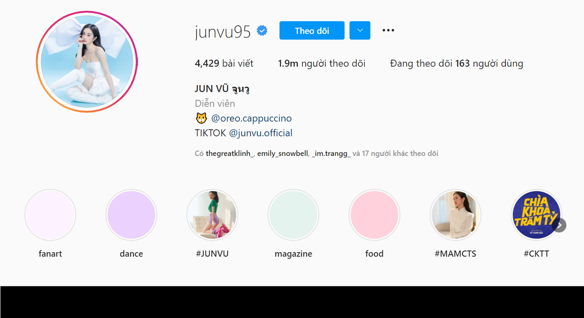 Jun Vũ nhận được sự yêu mến của đông đảo người hâm mộ, tính đến nay trang Instagram của cô sở hữu tới 1,9 triệu người theo dõi.
