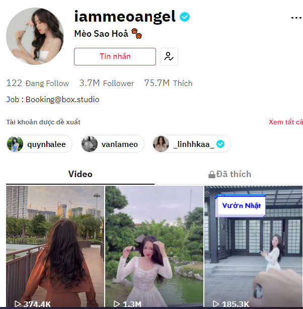 Nữ streamer đang sở hữu tài khoản TikTok với 3,7 triệu người theo dõi cùng hàng nghìn lượt theo dõi trên Instagram và fanpage.