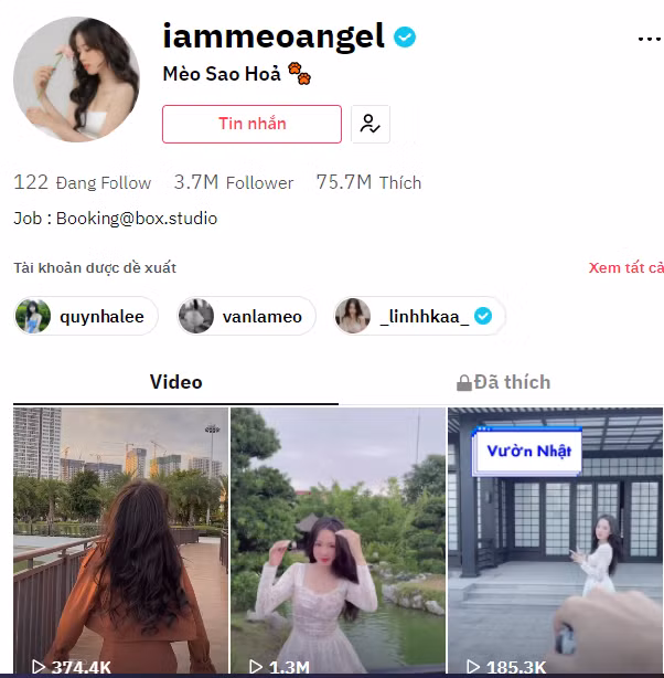 Nữ streamer đang sở hữu tài khoản TikTok với 3,7 triệu người theo dõi cùng hàng nghìn lượt theo dõi trên Instagram và fanpage.