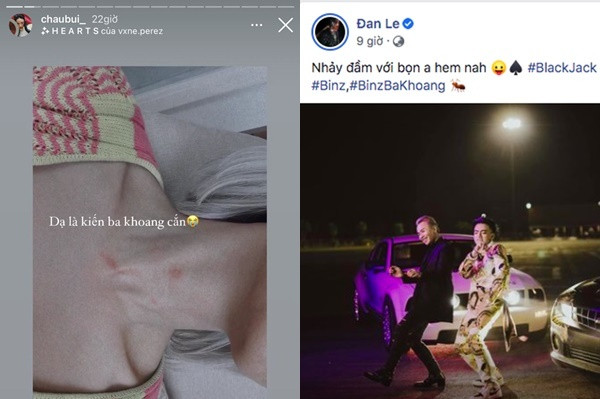 Châu Bùi từng để lộ vết thương lạ ở cổ khiến nhiều người cho rằng đây là "dấu yêu" của Binz nhưng fashionista khẳng định mình bị kiến ba khoang cắn. Tuy nhiên, nam rapper sau đó lại đặt nghệ danh mới cho mình là "Binz Ba Khoang".