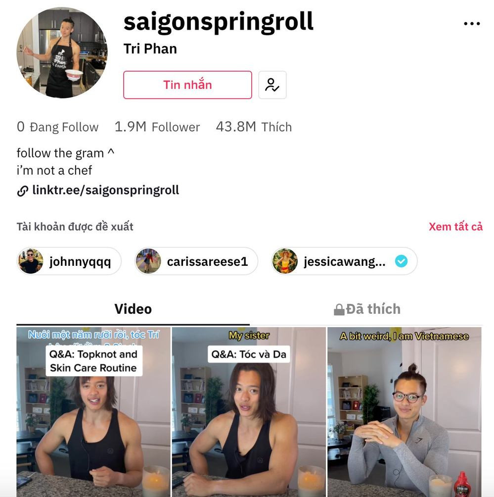Trí Thịt Bòa còn được biết đến với username @saigonspringroll trên Tiktok. Nội dung chủ yếu của các video của anh chàng là về ẩm thực, cách nấu ăn, cách eat clean, các bài tập thể hình, thể dục, cách tính calories.