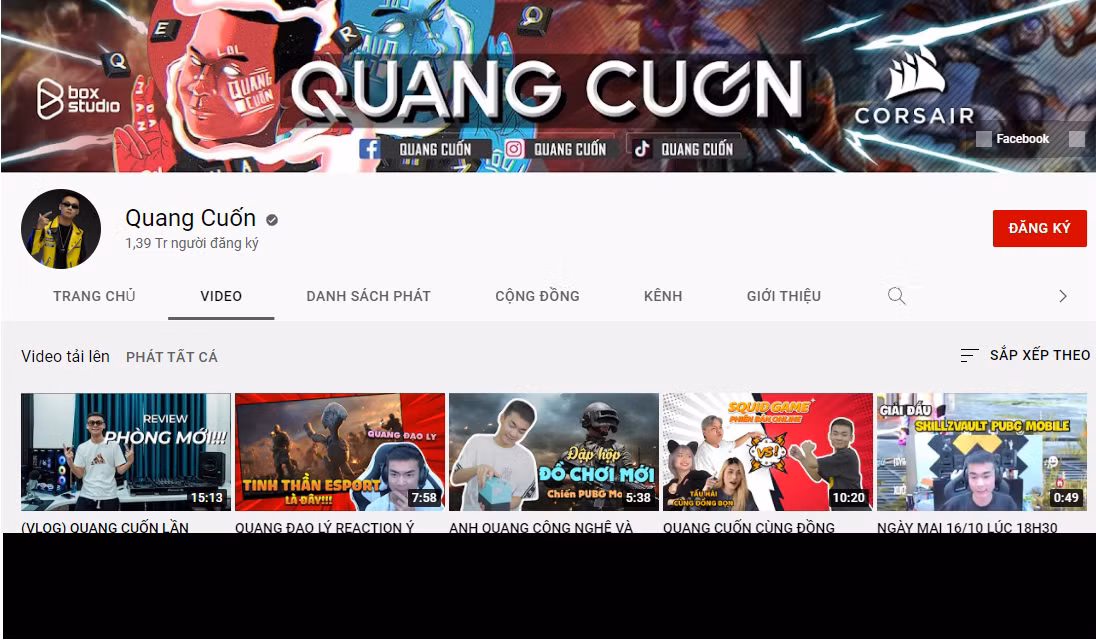 Trên kênh Youtube cá nhân của Quang Cuốn thu hút hơn 1 triệu lượt người đăng kí, và trên fanpage 2,2 triệu lượt theo dõi, một con số vô cùng “khủng”.