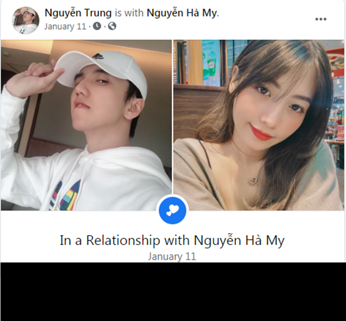"Chốt hạ" vào đầu năm 2021, anh chàng Bé Chanh đã chính thức công khai bạn gái của mình trên Facebook cá nhân thông qua việc đặt chế độ "đang hẹn hò" với tài khoản có tên Nguyễn Hà My.