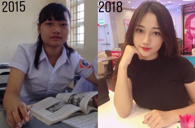 Tuy nhiên, trước khi nổi tiếng gái xinh Quảng Ninh đã từng sở hữu khuôn mặt chữ điền, làn da đen, tóc tai bù xù.