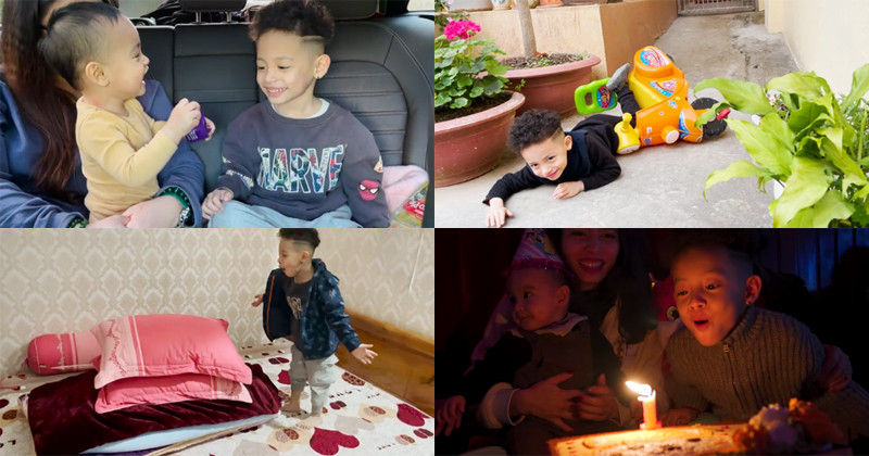 Không chỉ thế, Tùng Sói còn có màn tranh thổi nến với em trong dịp sinh nhật tròn một tuổi. Tưởng không đáng yêu, nhưng đáng yêu không tưởng.