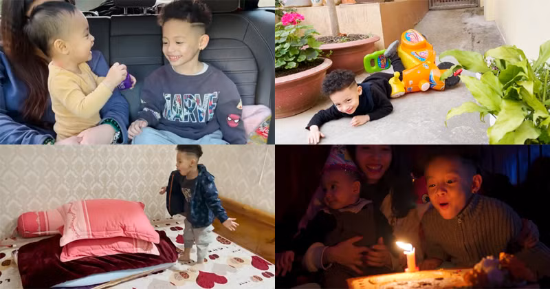 Không chỉ thế, Tùng Sói còn có màn tranh thổi nến với em trong dịp sinh nhật tròn một tuổi. Tưởng không đáng yêu, nhưng đáng yêu không tưởng.