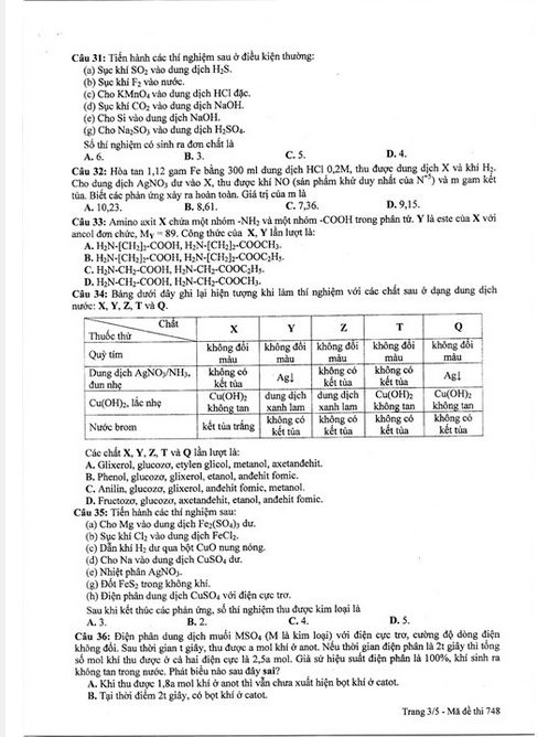 Đề thi THPT quốc gia môn Hóa học năm 2015 mã đề 748và đáp án - Hình 3 De thi THPT quoc gia mon Hoa hoc nam 2015 ma de 748va dap an-Hinh-3