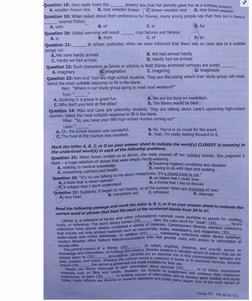 De thi THPT quoc gia mon Tieng Anh nam 2015 ma de 931 va dap an-Hinh-2
