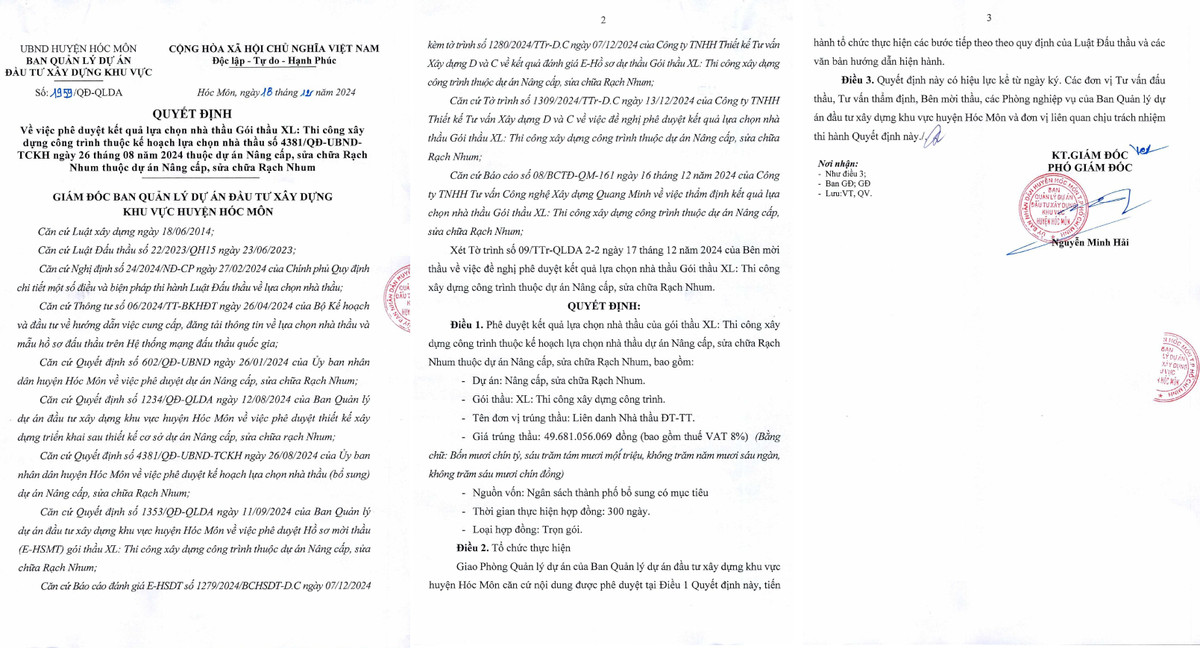 TP HCM: Huyen Hoc Mon da tim duoc nha thau thi cong sua chua Rach Nhum