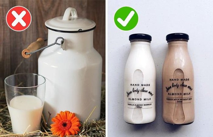 4. Sữa chưa khử trùng Điều kiện khi vắt sữa không thể nào là vô trùng, và kể cả khi con bò được nuôi dưỡng ở không gian nào đi chăng nữa, chắc chắn vẫn còn những vi khuẩn và chất bẩn bám trên cơ thể chúng. Do đó, khả năng trong sữa chứa vi khuẩn là rất cao, và chỉ có thể tiêu diệt chúng bằng cách đun 