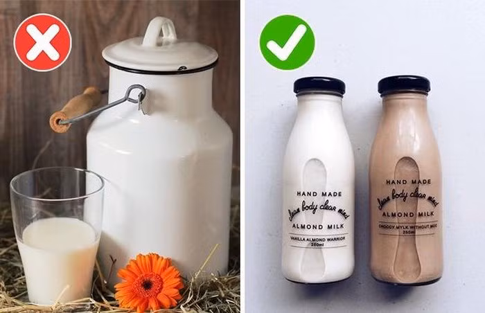 4. Sữa chưa khử trùng Điều kiện khi vắt sữa không thể nào là vô trùng, và kể cả khi con bò được nuôi dưỡng ở không gian nào đi chăng nữa, chắc chắn vẫn còn những vi khuẩn và chất bẩn bám trên cơ thể chúng. Do đó, khả năng trong sữa chứa vi khuẩn là rất cao, và chỉ có thể tiêu diệt chúng bằng cách đun 