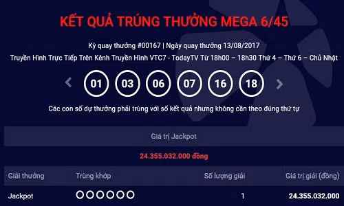Ket qua Vietlott moi nhat: Giai Jackpot 24 ty dong tim thay chu nhan