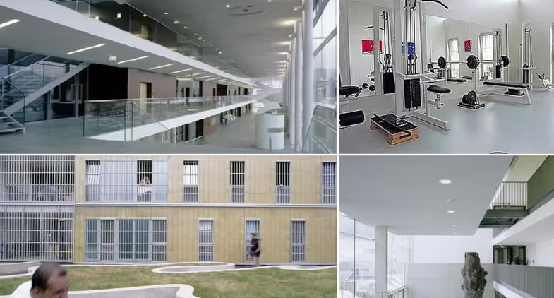 4. Nhà tù Justice Center Leoben ở Áo trông giống một khu chung cư hiện đại hơn là một nhà tù. Cơ sở này nổi tiếng với kiến trúc ấn tượng, với cửa sổ kính lớn và thiết kế mở. Ảnh: Pulse.