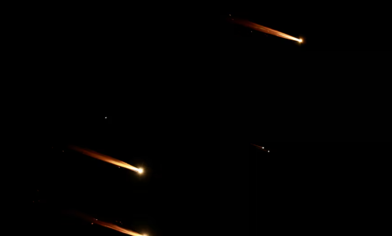 "Mưa" tên lửa nhìn từ Tel Aviv, Israel, ngày 1/10.