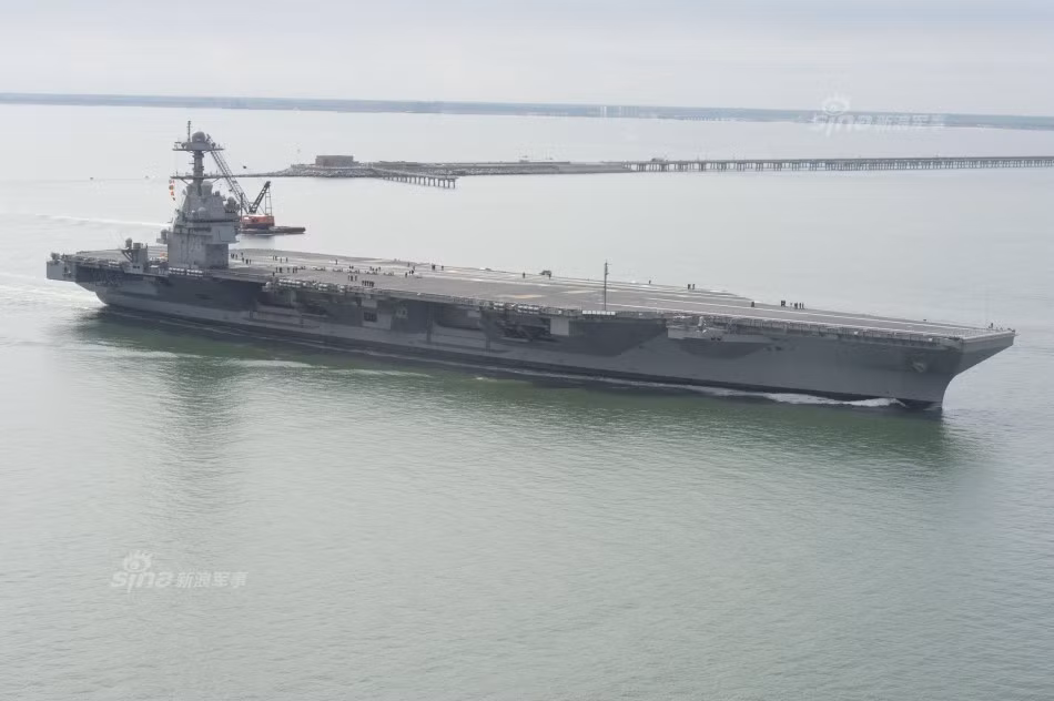 Quá trình chạy thử nghiệm tàu sân bay USS Gerald R. Ford đã bắt đầu từ hồi tuần trước tại cảng Newport News thuộc Virginia, Mỹ. Trong lần chạy thử nghiệm đầu tiên này của mình, USS Gerald R. Ford (CVN-78) sẽ được kiểm tra cơ cấu lái, hệ thống truyền động và hệ thống điều khiển của tàu. Nguồn ảnh: Sina.