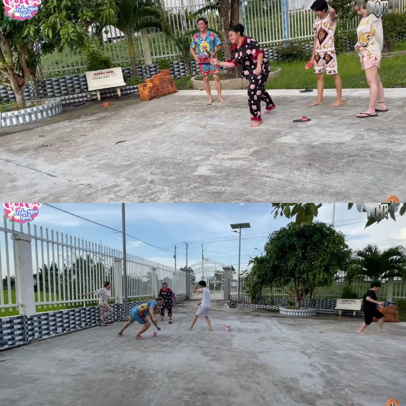 Khoảng sân rộng rãi là nơi cả gia đình vui đùa, giải trí.