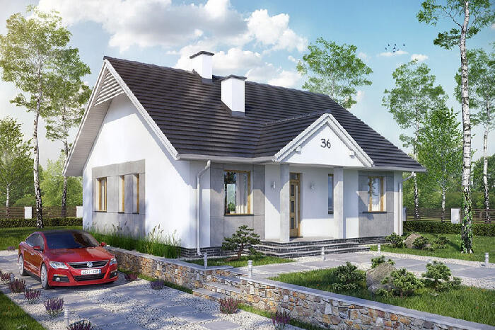 Khác với kiến trúc nhà cấp 4 phong cách truyền thống, mẫu nhà phong cách châu Âu mang lại sự mới lạ và thú vị. Ảnh: Kientrucphunguyen