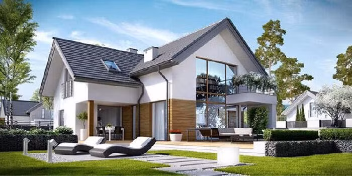 Ưu điểm của mẫu nhà cấp 4 hình chữ L là có thể tận dụng được khoảng sân ở giữa và không gian sử dụng lớn. Ảnh: Kientrucphunguyen