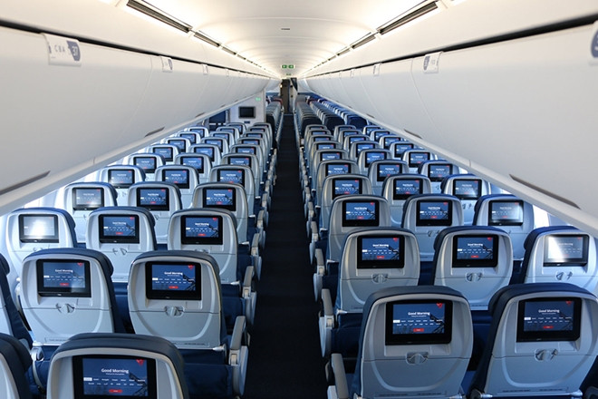 Thiết kế hạng ghế ngồi của A321 tương đồng với thiết kế của A330 với 184 ghế. Ảnh: Airbus