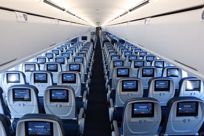 Thiết kế hạng ghế ngồi của A321 tương đồng với thiết kế của A330 với 184 ghế. Ảnh: Airbus