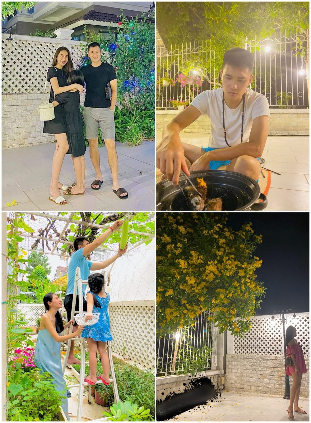 Biệt thự cũ trước đó của Công Vinh - Thuỷ Tiên cũng có gam màu trắng chủ đạo, sân vườn rộng rãi, trồng nhiều rau, củ, quả. Ảnh: FB Le Cong Vinh