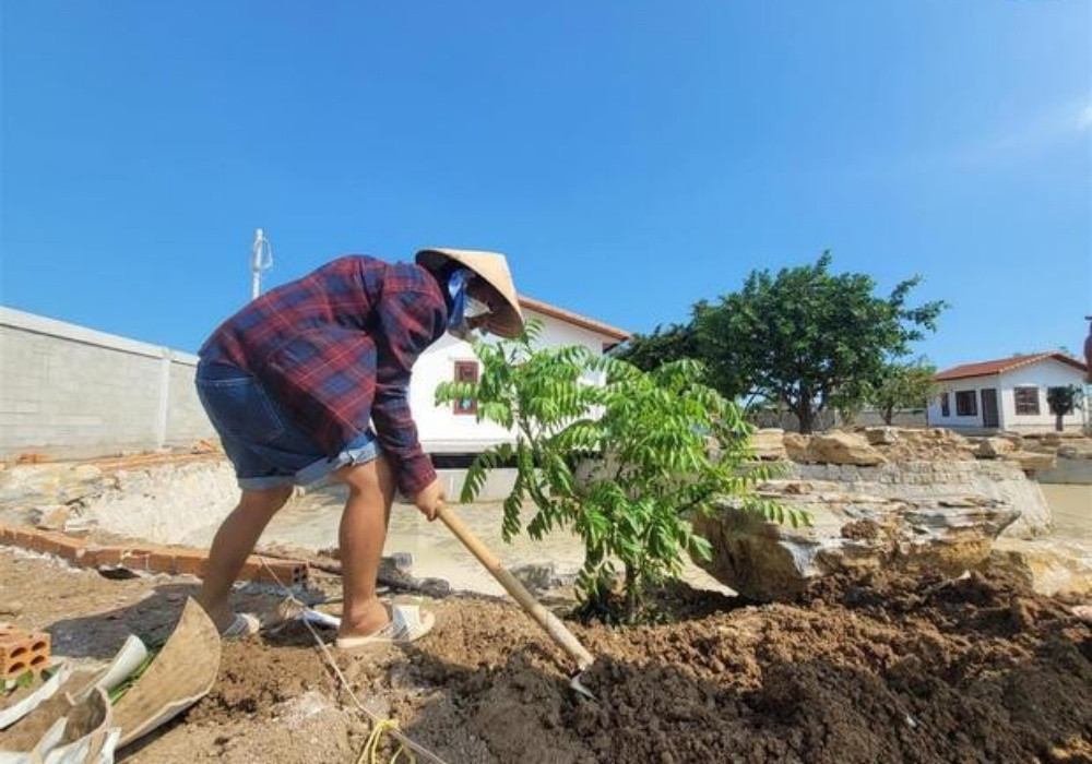 Trường Giang tiết lộ khi có thời gian sẽ tự mình làm, những khi đi quay sẽ thuê người chăm sóc vườn tược. Ảnh: FBNV