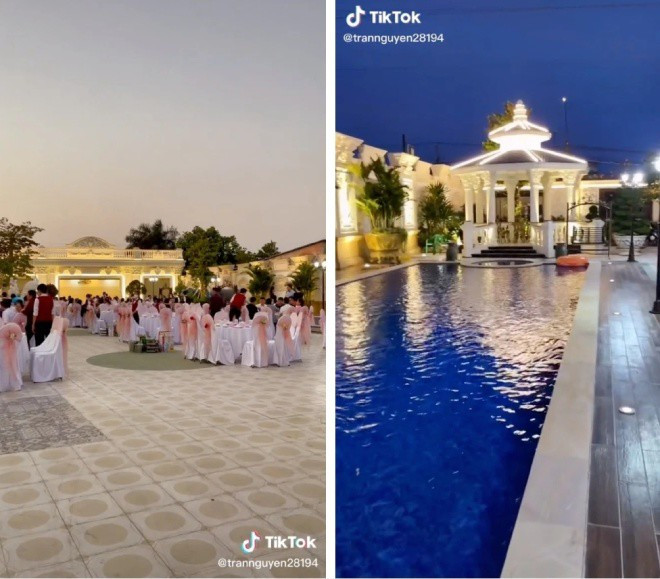 Bên trong khuôn viên biệt thự còn có cả hồ bơi lớn.