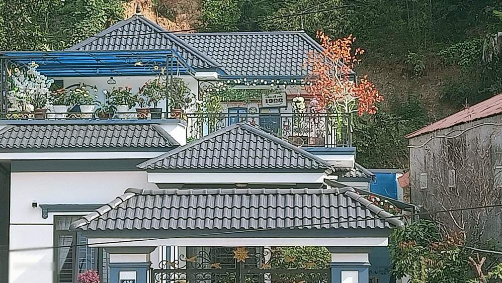 Đó là căn biệt thự bề thế, mọc lên giữa làng quê miền núi.