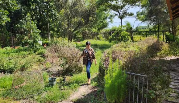 Nữ BTV thích sống ở trang trại cùng gia đình. Trang trại của gia đình BTV Thu Uyên có khu vườn rộng rãi, trồng đủ loại nông sản, nuôi bò, nuôi chó...