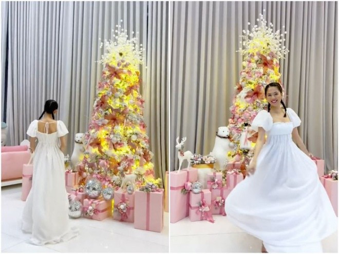  Biệt thự của Ngọc Trinh đầy ắp những vật dụng trang trí từ cây thông lớn, quả châu, gấu bông...