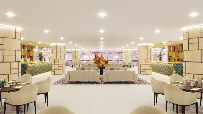 Hạng Business Seat gồm một phòng chờ sang trọng nơi các cổ động viên ngồi trên những chiếc ghế êm ái, thưởng thức thực đơn gồm bốn món đặc biệt. Ảnh: DM