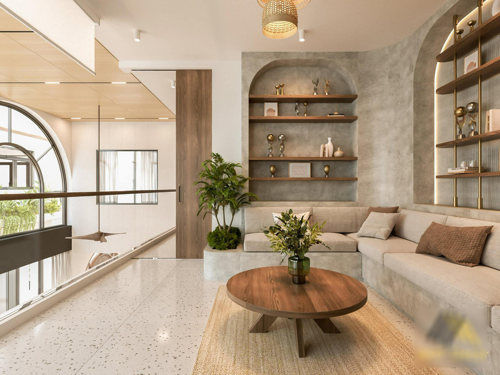 Tầng lửng có khu sinh hoạt chung của cả gia đình.