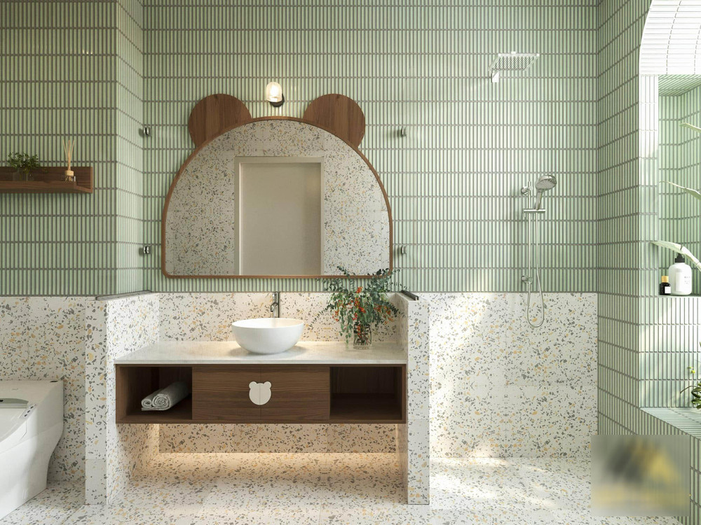 Mỗi tầng đều có thiết kế phòng vệ sinh theo phong cách khác nhau. Nguồn ảnh: FB Vân Trang