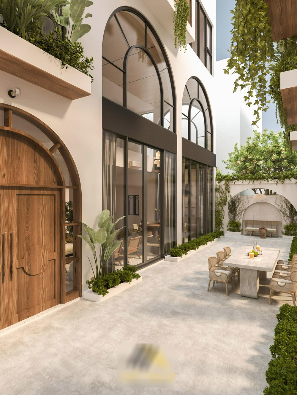 Nhà mới của Vân Trang được thiết kế theo phong cách Đại Trung Hải, gần gũi với thiên nhiên.