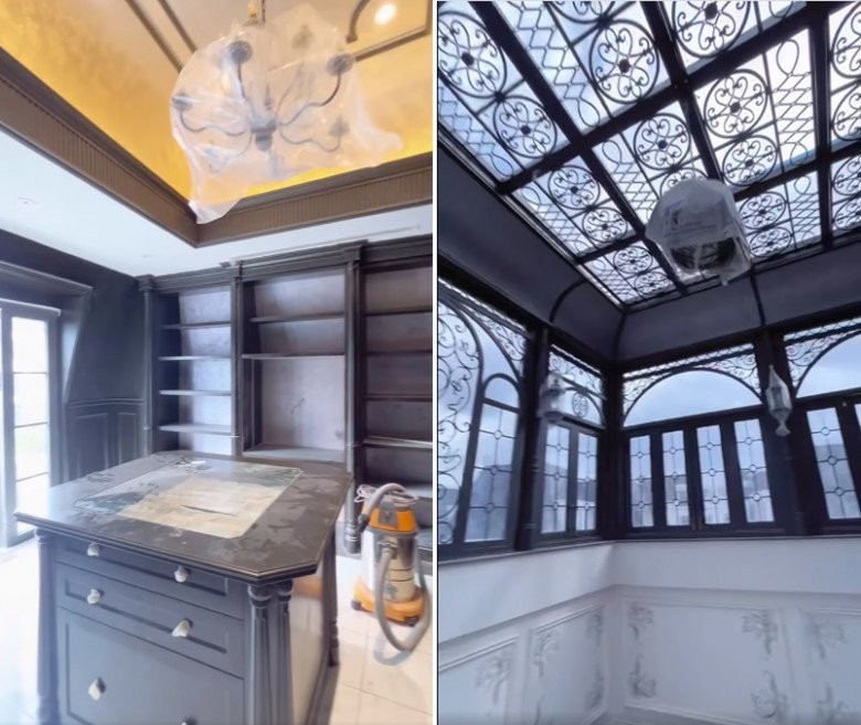 Thông với phòng ngủ của hai vợ chồng Đoàn Di Băng là một khu nhà kính. Tại đây, Di Băng sẽ đặt bộ bàn ghế, ấm trà để trò chuyện mỗi đêm. Nguồn ảnh chụp màn hình