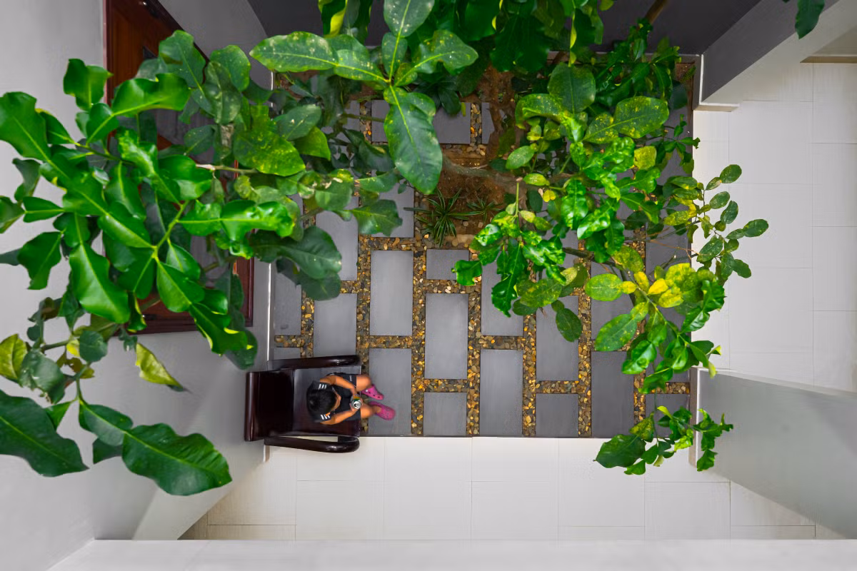 Khoảng sân trong nhà cũng là không gian thư giãn yêu thích của gia đình. Nguồn ảnh: Thanh Cương, Dũng Nadu