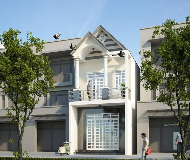 Nhà phố phá cách với phần mái độc lạ cho gia đình trẻ. Ảnh: Songphatconstruction