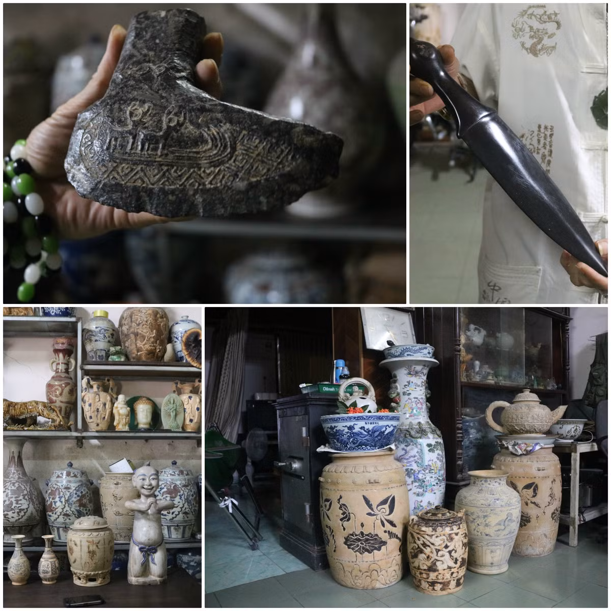 Từ năm 25 tuổi, ông Dần vừa làm nghề chụp ảnh, vừa đi khắp Ninh Bình, Thanh Hóa, Hòa Bình, Tuyên Quang... để sưu tầm cổ vật. Ảnh: Người đưa tin