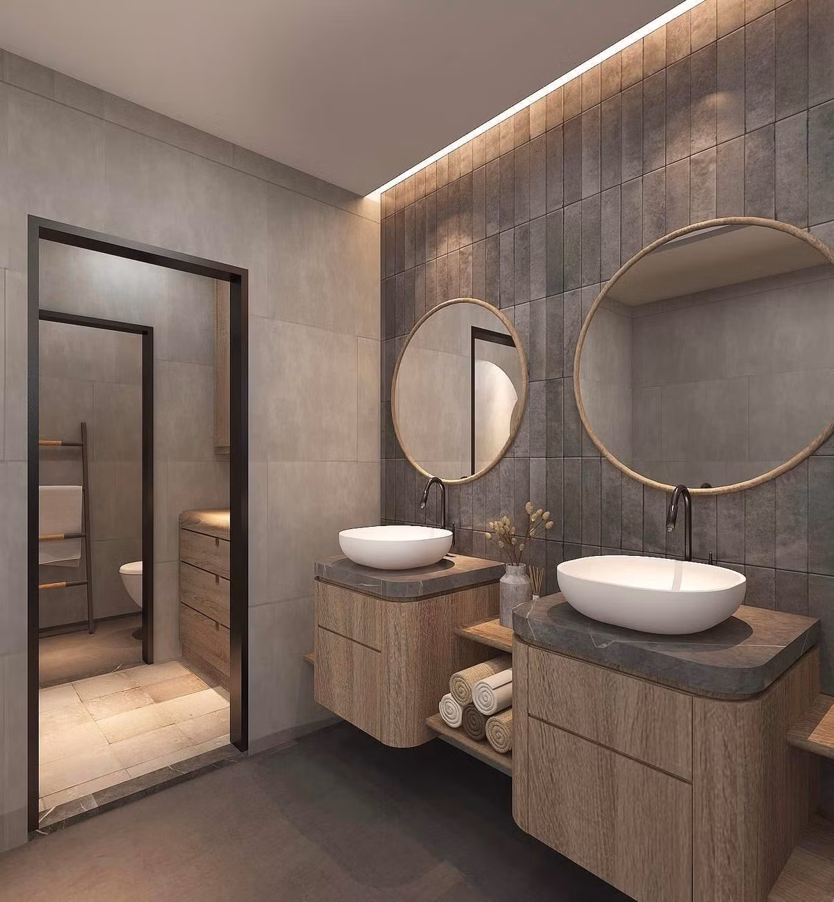 Phòng tắm sử dụng nội thất hiện đại. Nguồn ảnh: FB Pham Quynh Anh