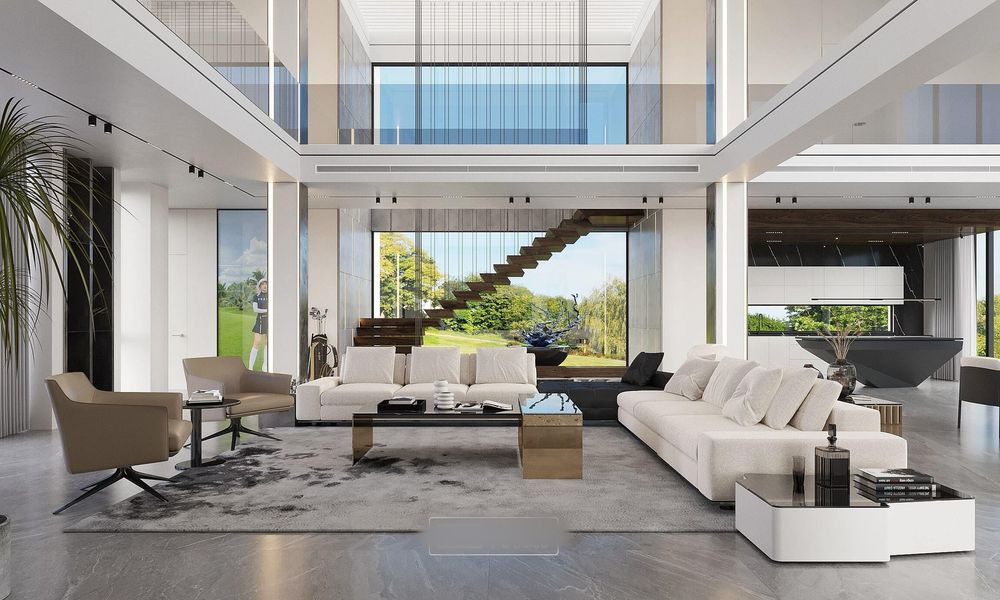 Không gian phòng khách thoáng đãng, đón nhiều ánh sáng tự nhiên.